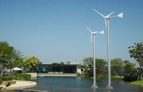 ติดตั้งกังหันลมผลิตไฟฟ้า 1กิโลวัตต์ แบบชาร์จแบตเตอรี่ จำนวน 2 ต้น