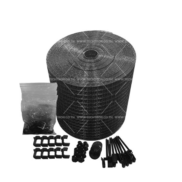 ตะแกรงกันนกใต้แผงโซล่าเซล กว้าง 10 นิ้ว ยาว 30เมตร ลวดกัลวาไนซ์ เคลือบ พีวีซี พร้อมคลิป short frame หรือ long frame 50 ตัว คละกันได้