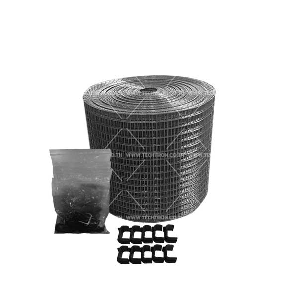 ตะแกรงกันนกใต้แผงโซล่าเซล กว้าง 8 นิ้ว ลวดสแตนเลส304 คลิปล๊อค ตัว C สำหรับขอบแผง Short frame 50 ตัว